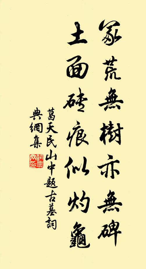 葛天民冢荒无树亦无碑，土面砖痕似灼龟书法作品欣赏