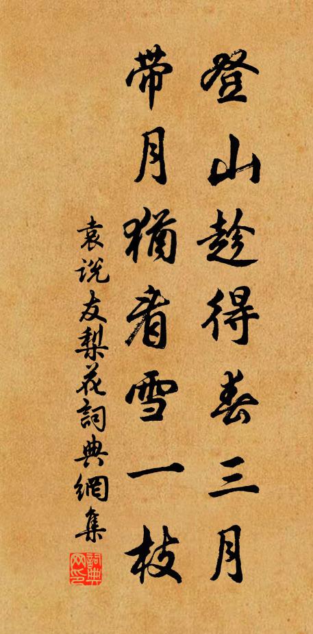 袁说友登山趁得春三月，带月犹看雪一枝书法作品欣赏