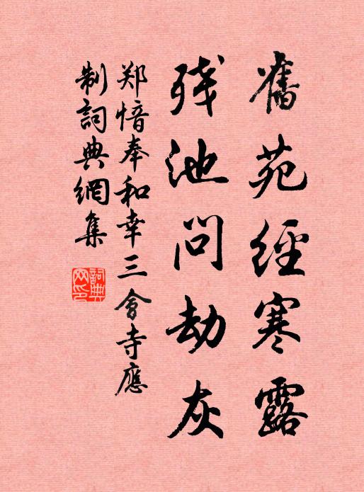 郑愔旧苑经寒露，残池问劫灰书法作品欣赏