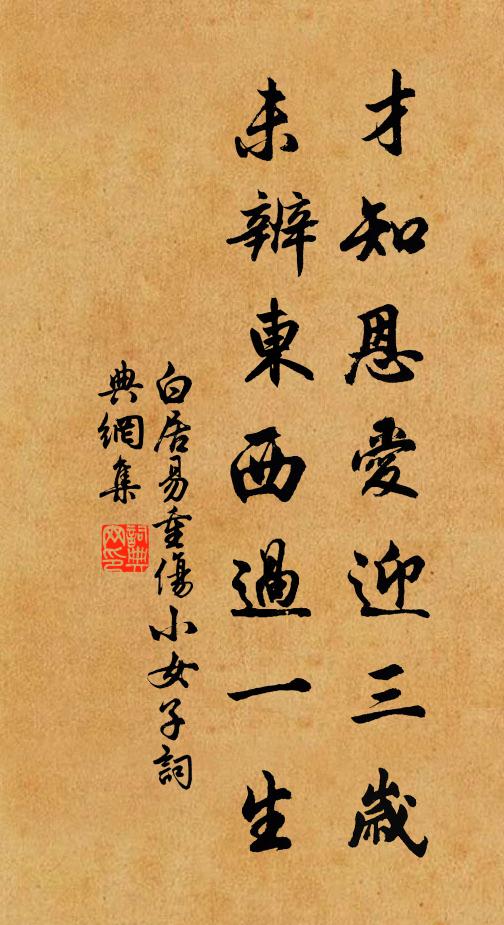 白居易才知恩爱迎三岁，未辨东西过一生书法作品欣赏