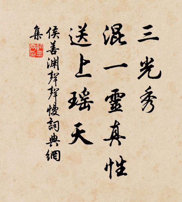 侯善渊三光秀，混一灵真性，送上瑶天书法作品欣赏