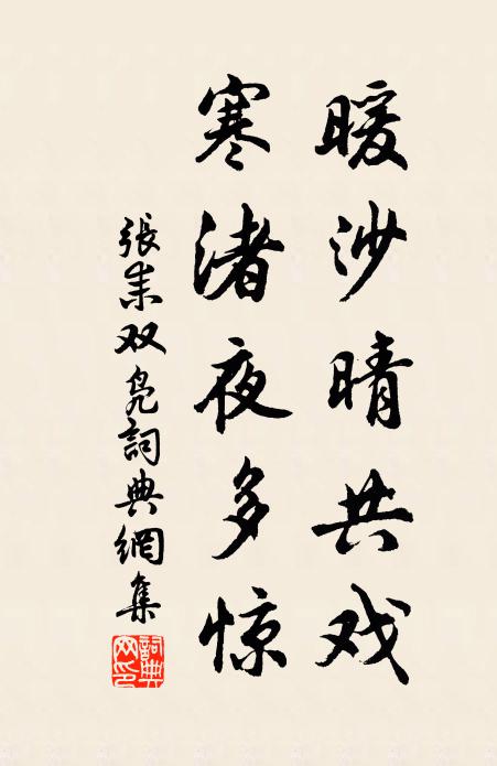 张耒暖沙晴共戏，寒渚夜多惊书法作品欣赏