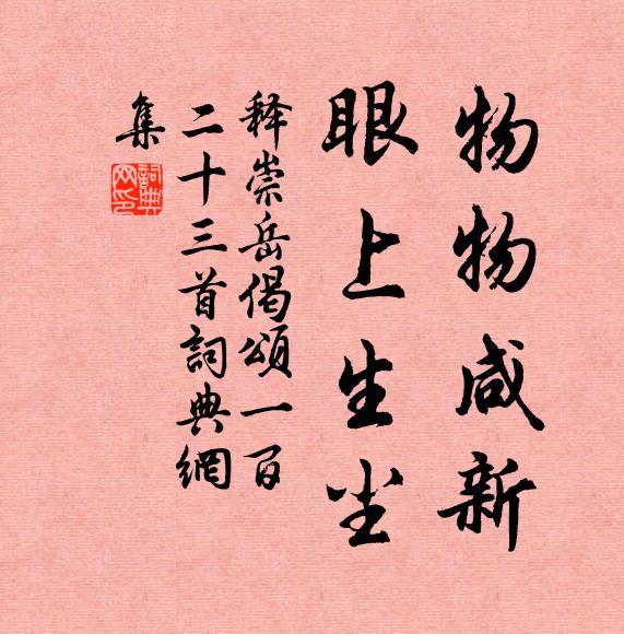释崇岳物物咸新，眼上生尘书法作品欣赏