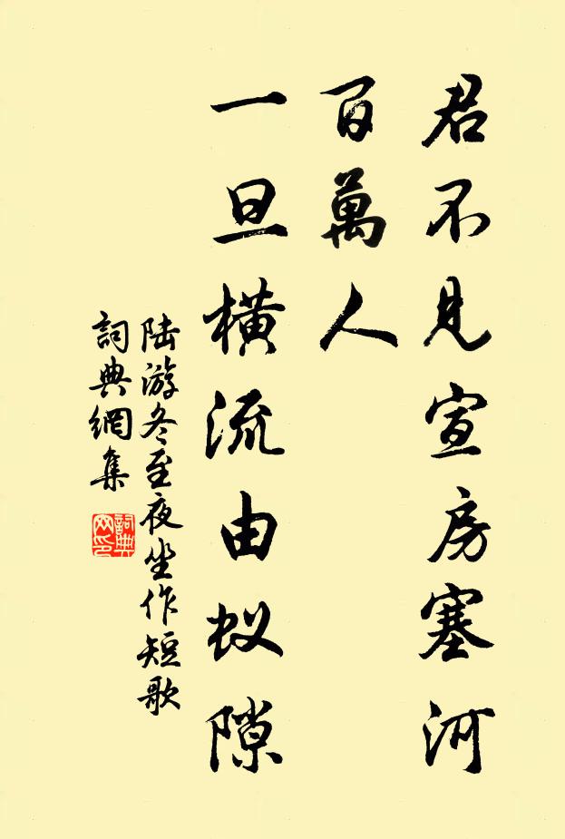 陆游君不见宣房塞河百万人，一旦横流由蚁隙书法作品欣赏