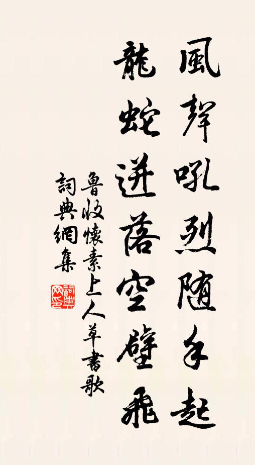鲁收风声吼烈随手起，龙蛇迸落空壁飞书法作品欣赏