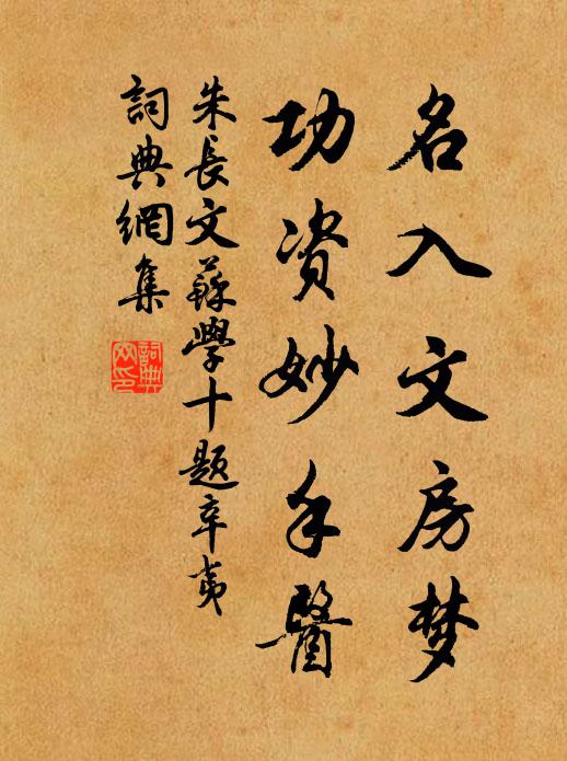 朱长文名入文房梦，功资妙手医书法作品欣赏