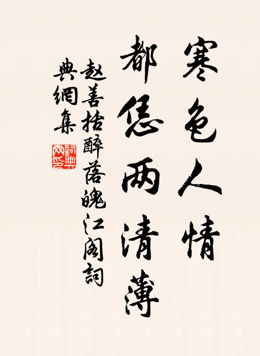 赵善括寒色人情，都恁两清薄书法作品欣赏