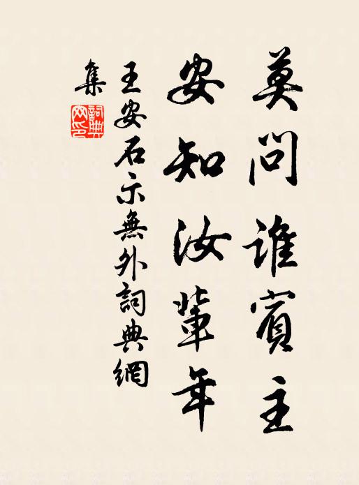 王安石莫问谁宾主，安知汝辈年书法作品欣赏