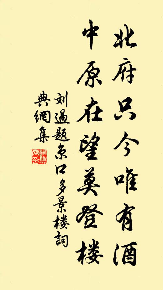 刘过北府只今唯有酒，中原在望莫登楼书法作品欣赏