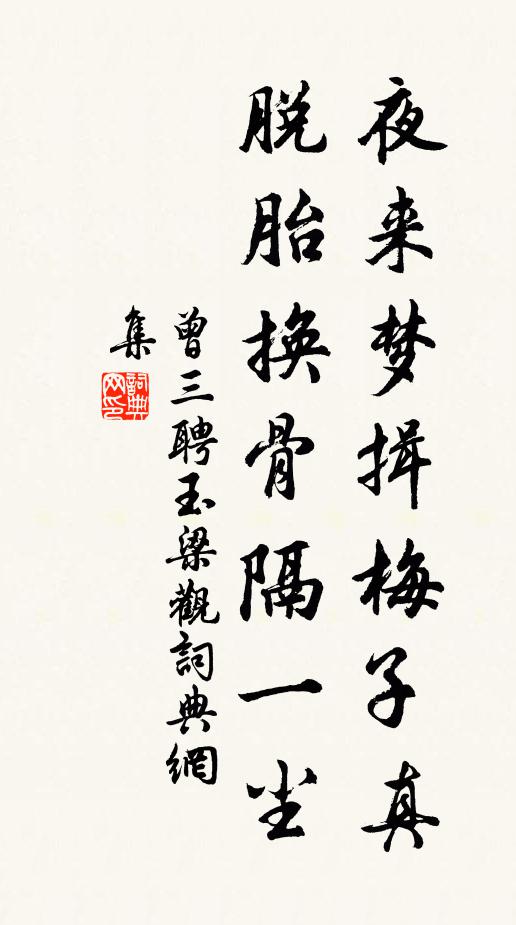 曾三聘夜来梦揖梅子真，脱胎换骨隔一尘书法作品欣赏