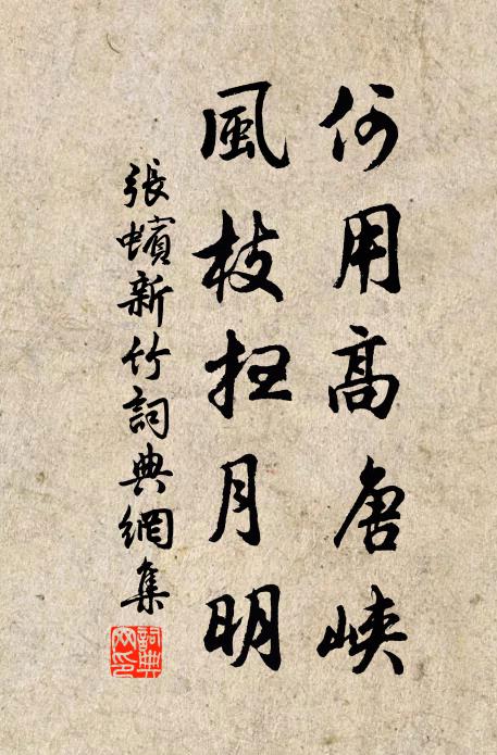 张蠙何用高唐峡，风枝扫月明书法作品欣赏