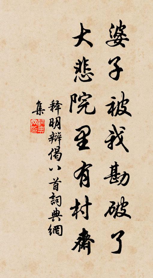 释明辩婆子被我勘破了，大悲院里有村斋书法作品欣赏