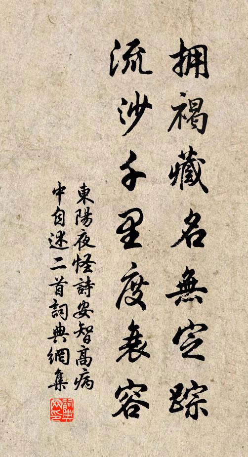 佚名拥褐藏名无定踪，流沙千里度衰容书法作品欣赏