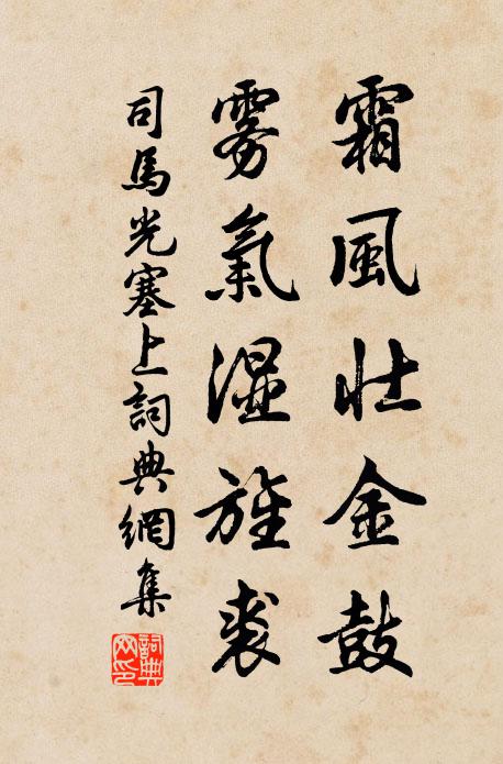 司马光霜风壮金鼓，雾气湿旌裘书法作品欣赏