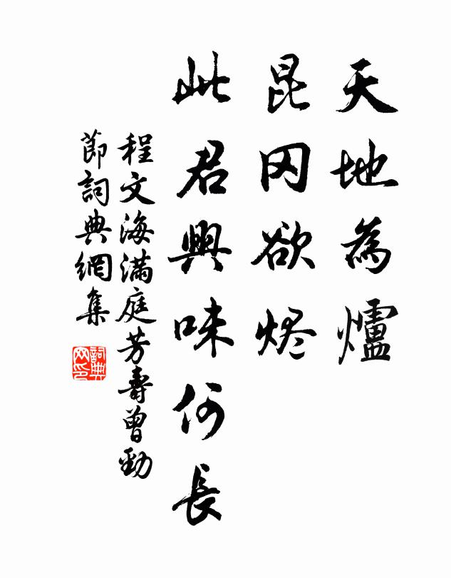 程文海天地为炉，昆冈欲烬，此君兴味何长书法作品欣赏