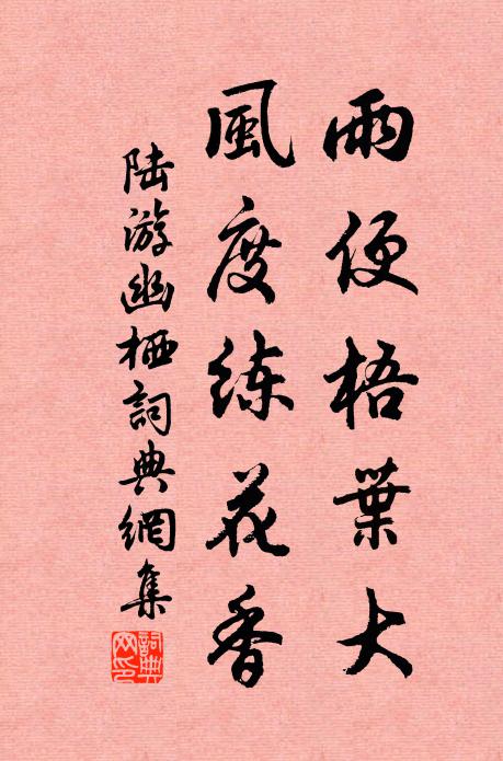 陆游雨便梧叶大，风度练花香书法作品欣赏
