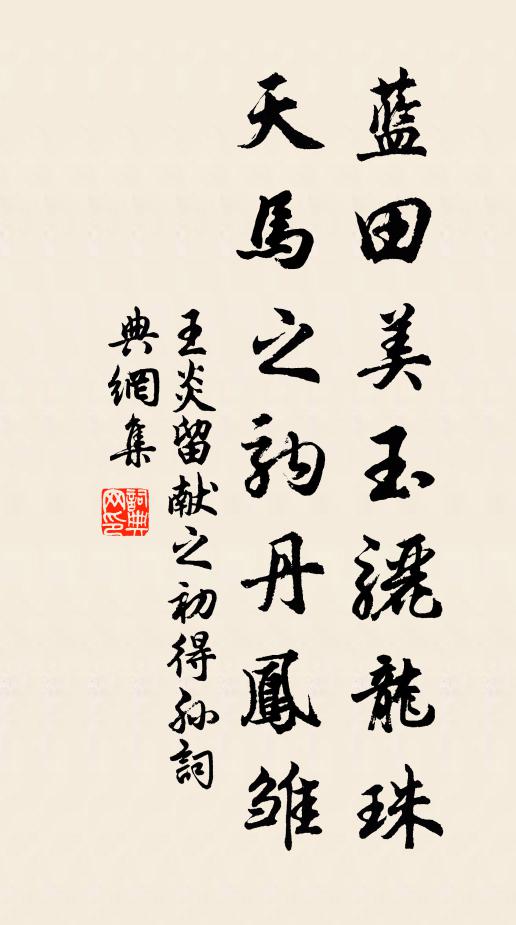 王炎蓝田美玉骊龙珠，天马之驹丹凤雏书法作品欣赏