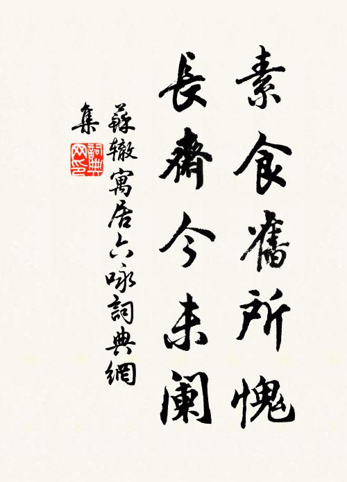 苏辙素食旧所愧，长斋今未阑书法作品欣赏