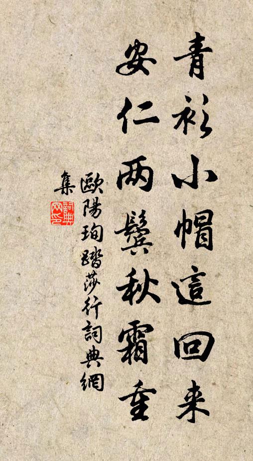 欧阳珣青衫小帽这回来，安仁两鬓秋霜重书法作品欣赏