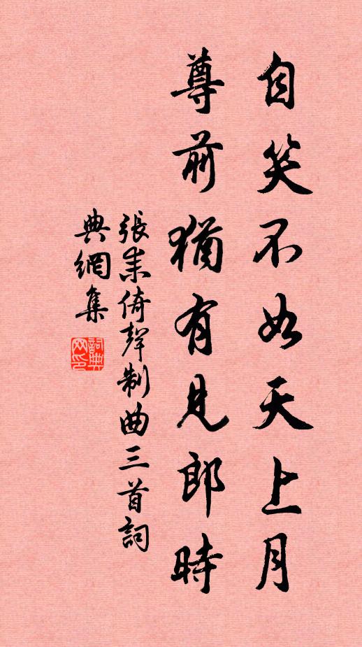 张耒自笑不如天上月，尊前犹有见郎时书法作品欣赏