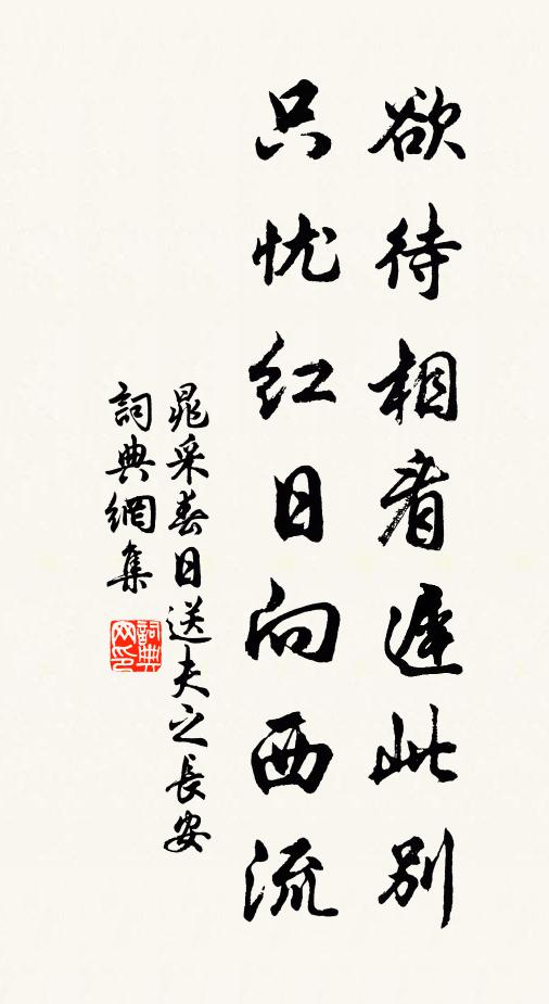 晁采欲待相看迟此别，只忧红日向西流书法作品欣赏