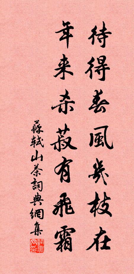 苏轼待得春风几枝在，年来杀菽有飞霜书法作品欣赏