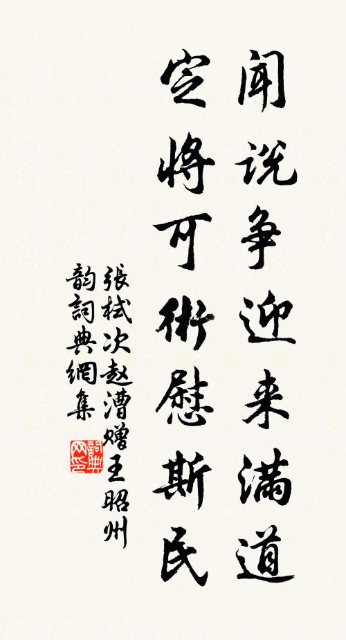 张栻闻说争迎来满道，定将可术慰斯民书法作品欣赏