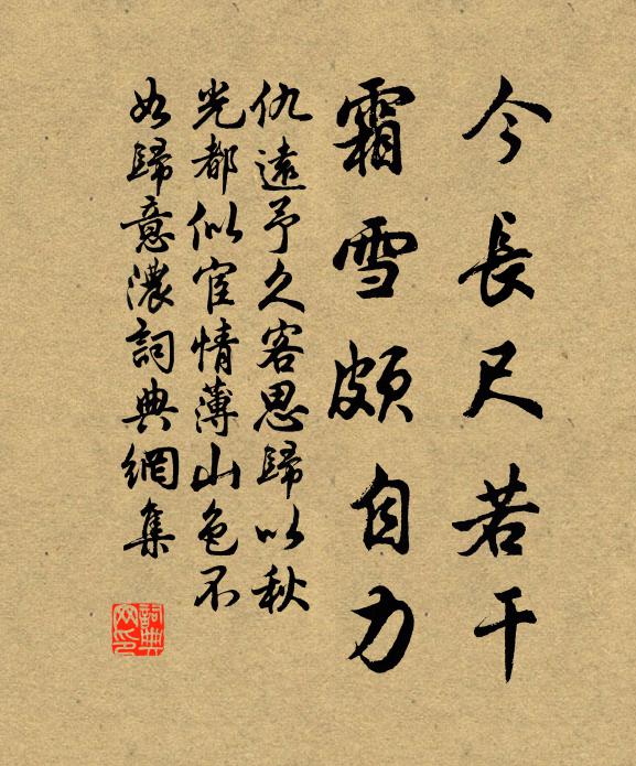 仇远今长尺若干，霜雪颇自力书法作品欣赏