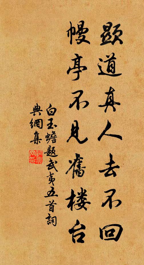 白玉蟾显道真人去不回，幔亭不见旧楼台书法作品欣赏