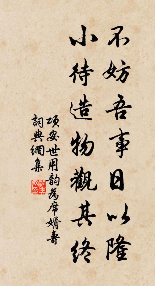 项安世不妨吾事日以隆，小待造物观其终书法作品欣赏