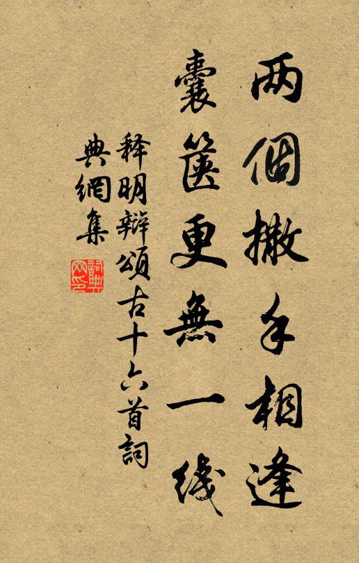 释明辩两个撒手相逢，囊箧更无一线书法作品欣赏