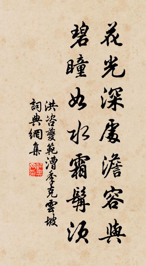 洪咨夔花光深处澹容与，碧瞳如水霜髯须书法作品欣赏
