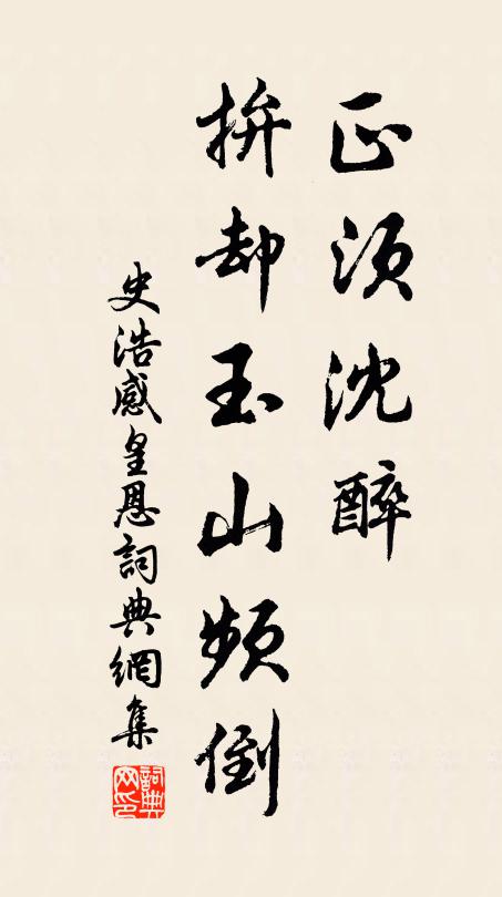 史浩正须沈醉，拚却玉山频倒书法作品欣赏