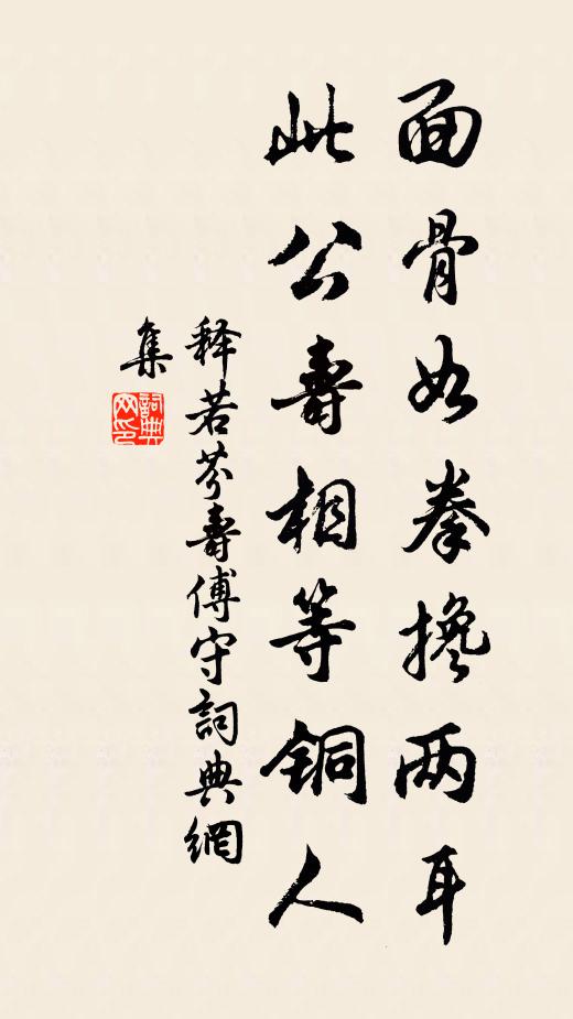 释若芬面骨如拳搀两耳，此公寿相等铜人书法作品欣赏