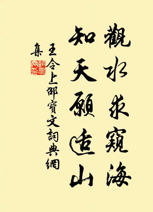 王令观水求窥海,知天愿适山书法作品欣赏