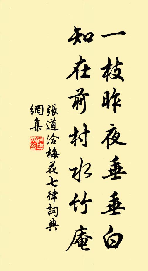 张道洽一枝昨夜垂垂白，知在前村水竹庵书法作品欣赏