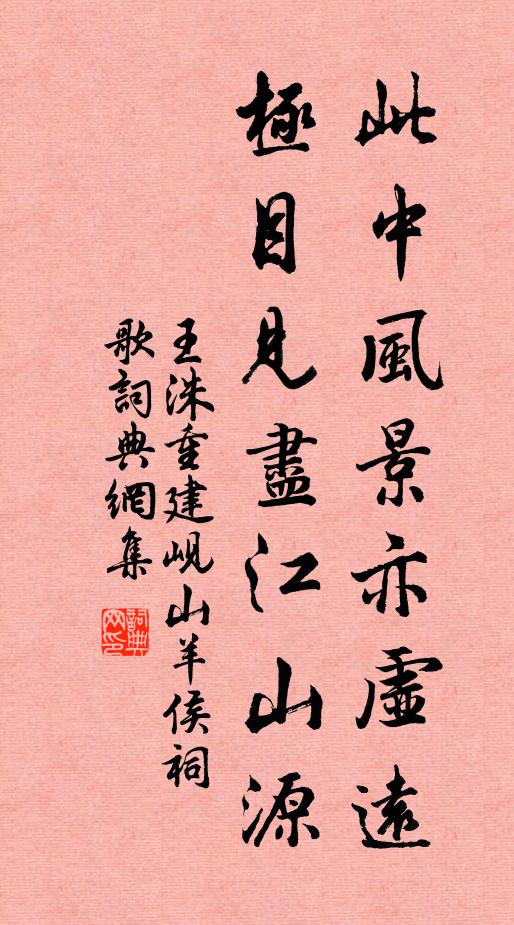 王洙此中风景亦虚远，极目见尽江山源书法作品欣赏
