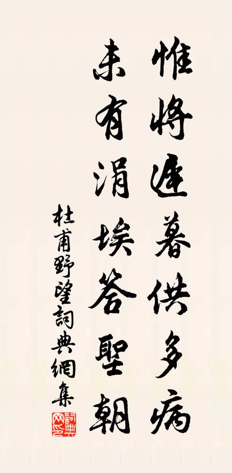 杜甫惟将迟暮供多病，未有涓埃答圣朝书法作品欣赏