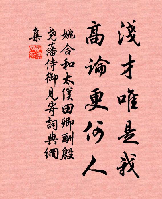 姚合浅才唯是我，高论更何人书法作品欣赏