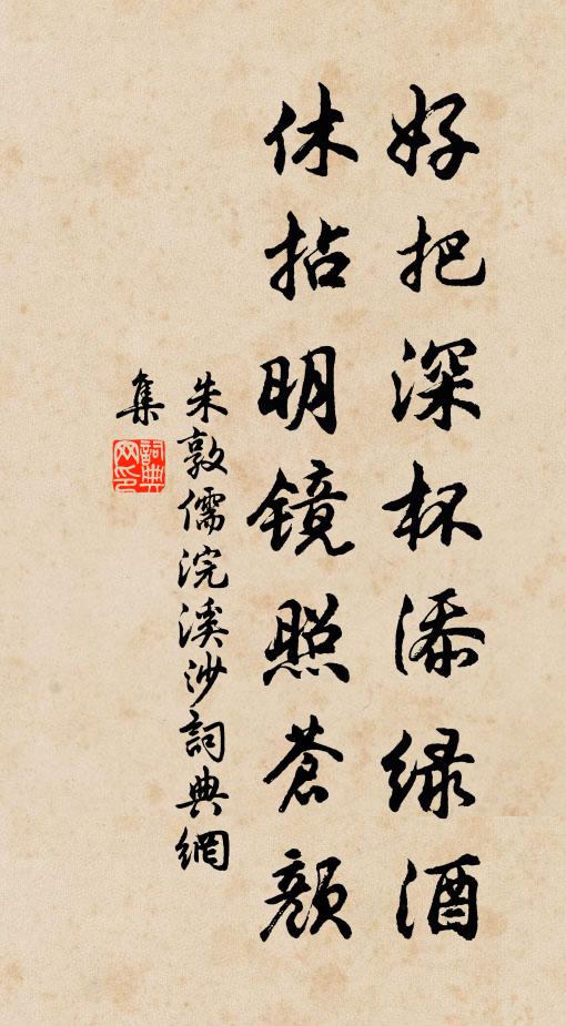 朱敦儒好把深杯添绿酒，休拈明镜照苍颜书法作品欣赏