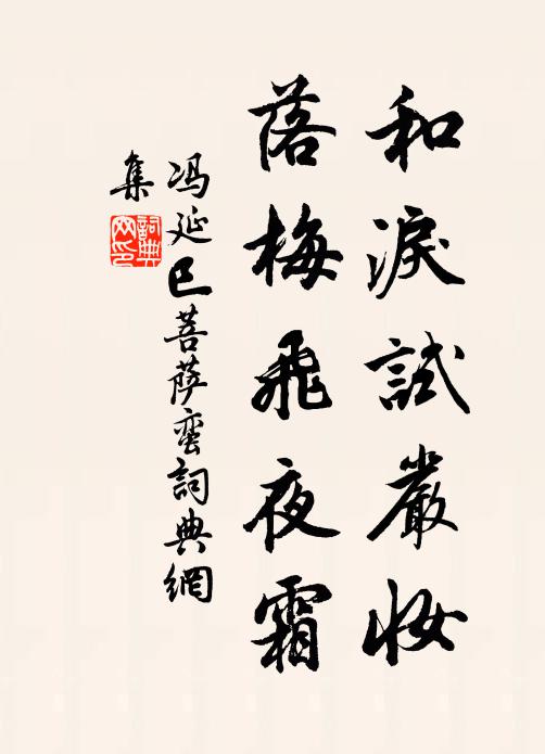 冯延巳和泪试严妆,落梅飞夜霜书法作品欣赏