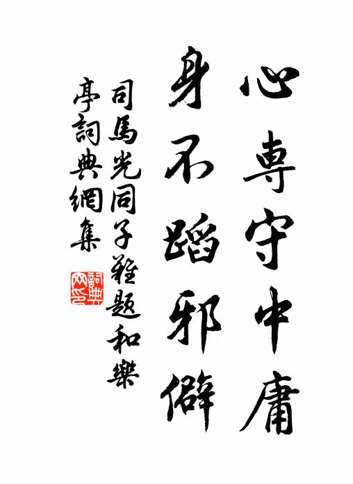 司马光心专守中庸，身不蹈邪僻书法作品欣赏