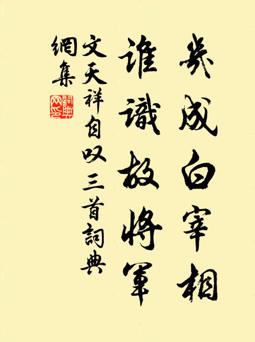 文天祥几成白宰相，谁识故将军书法作品欣赏