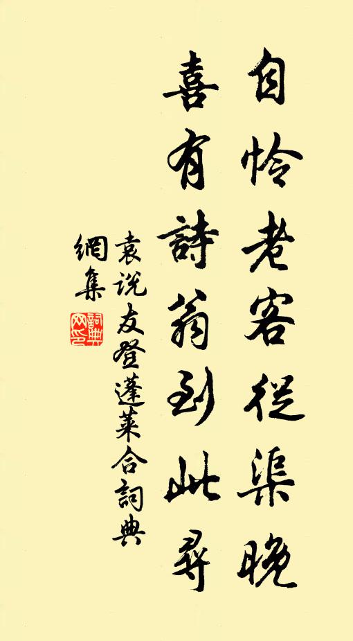 袁说友自怜老客从渠晚，喜有诗翁到此寻书法作品欣赏