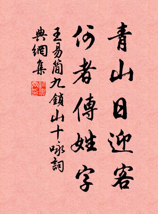 王易简青山日迎客，何者传姓字书法作品欣赏