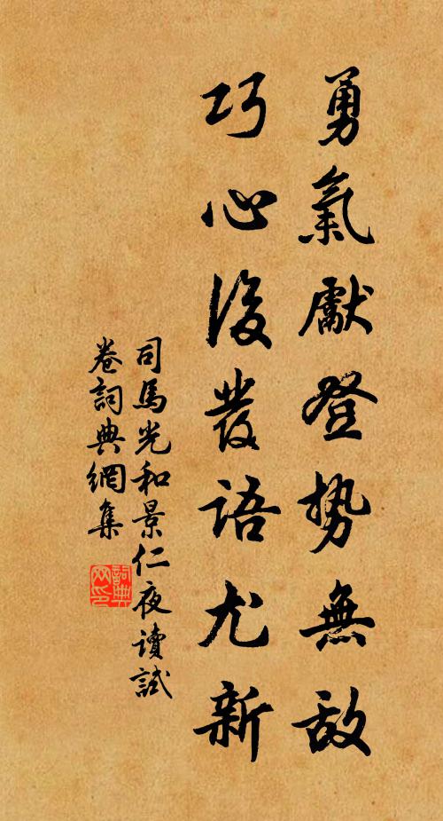 司马光勇气先登势无敌，巧心后发语尤新书法作品欣赏