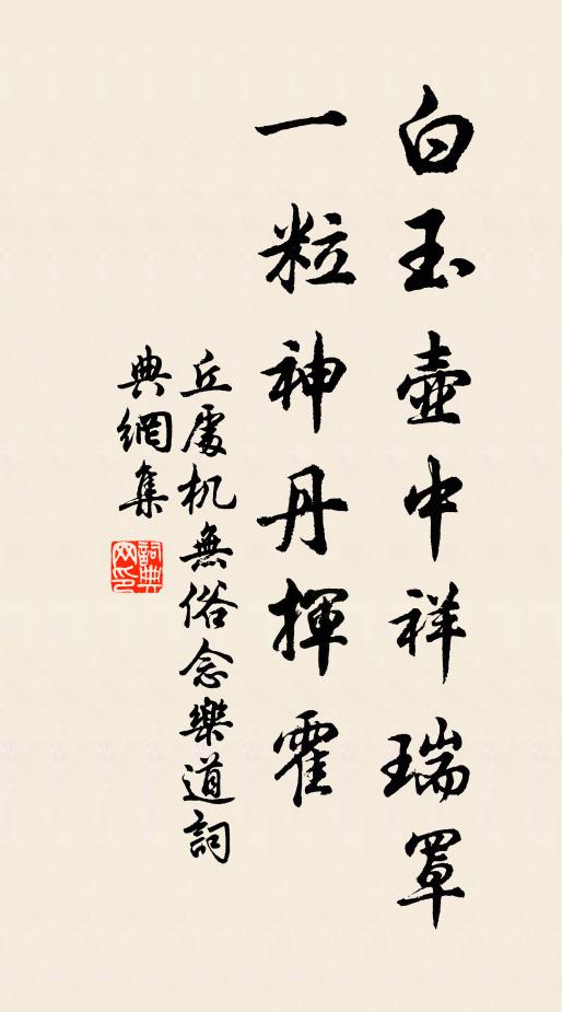 丘处机白玉壶中祥瑞罩，一粒神丹挥霍书法作品欣赏