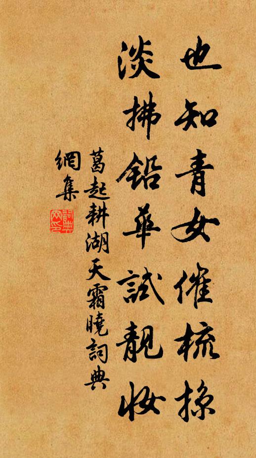 葛起耕也知青女催梳掠，淡拂铅华试靓妆书法作品欣赏