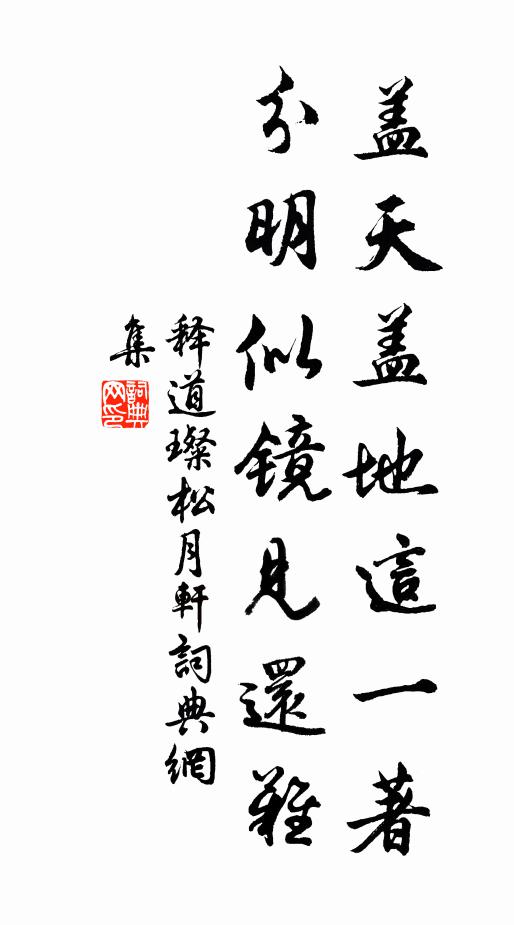 释道璨盖天盖地这一著，分明似镜见还难书法作品欣赏