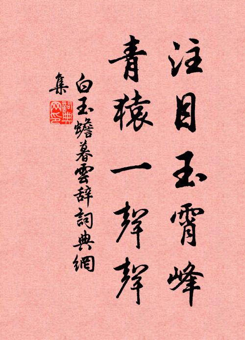白玉蟾注目玉霄峰，青猿一声声书法作品欣赏
